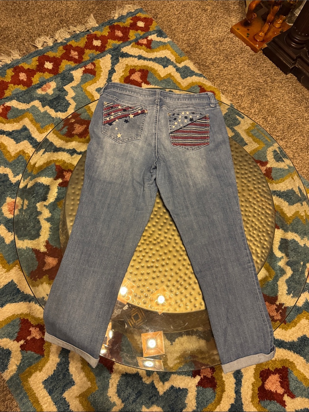 Women’s ND (New Directions) Size 12R Light Blue Embroidered Back-Pocket Jeans